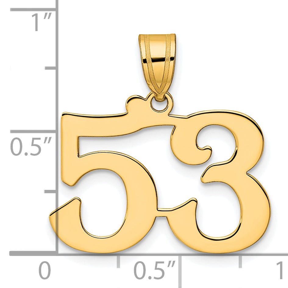 Lovely Rita's Pendants & Charms 14k Yellow Gold Polished Finish Number 53 Charm Pendant