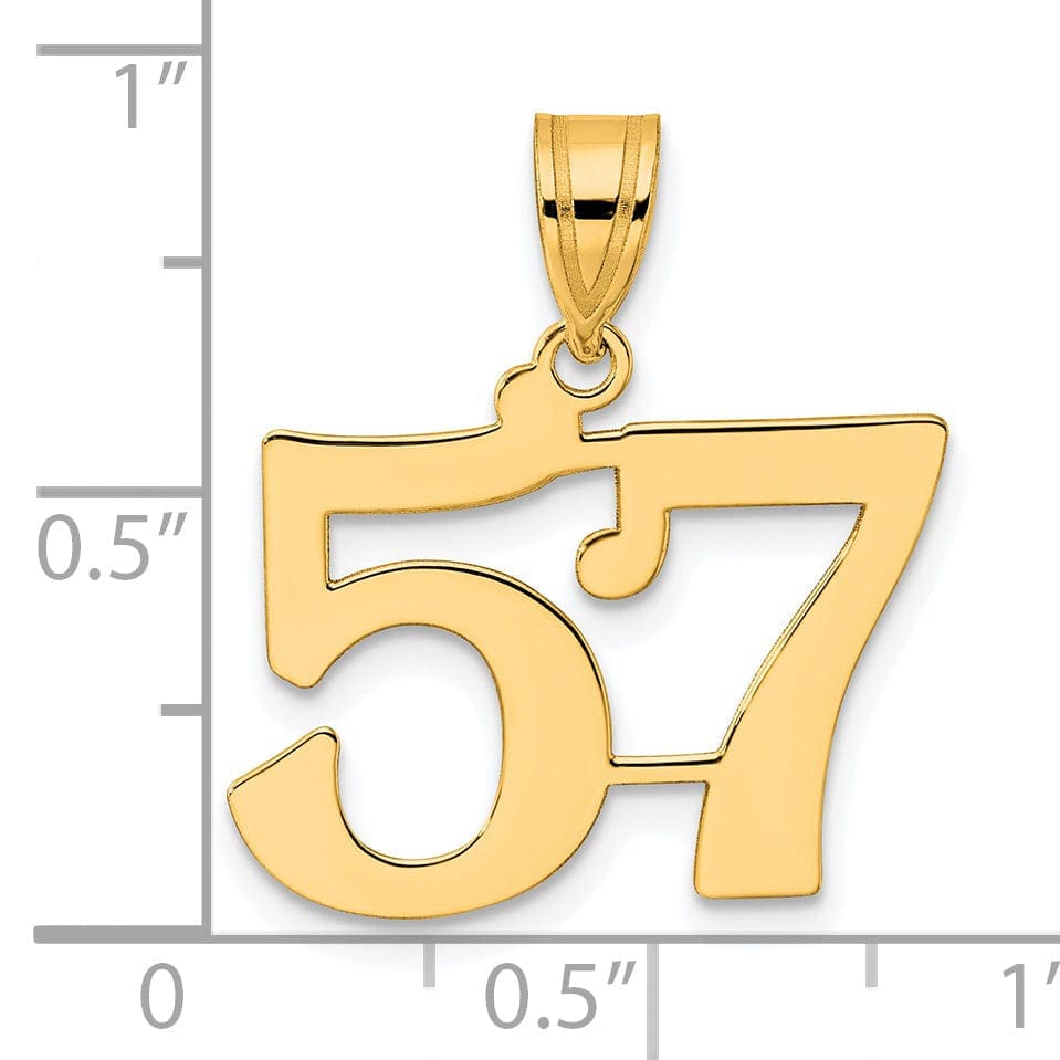 Lovely Rita's Pendants & Charms 14k Yellow Gold Polished Finish Number 57 Charm Pendant
