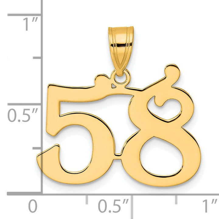Lovely Rita's Pendants & Charms 14k Yellow Gold Polished Finish Number 58 Charm Pendant