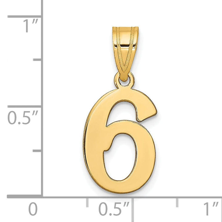 Lovely Rita's Pendants & Charms 14k Yellow Gold Polished Finish Number 6 Charm Pendant