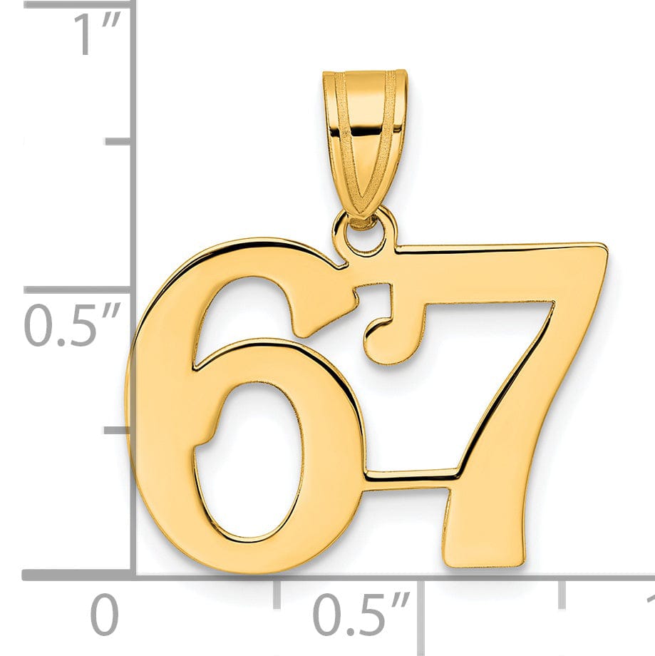 Lovely Rita's Pendants & Charms 14k Yellow Gold Polished Finish Number 67 Charm Pendant
