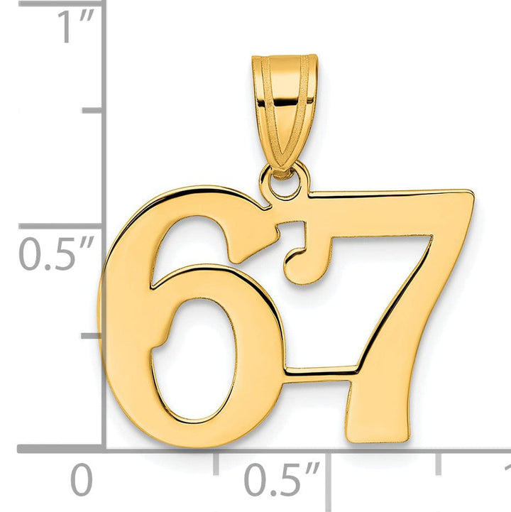 Lovely Rita's Pendants & Charms 14k Yellow Gold Polished Finish Number 67 Charm Pendant