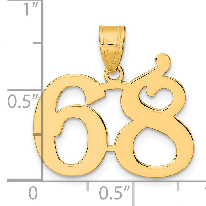 Lovely Rita's Pendants & Charms 14k Yellow Gold Polished Finish Number 68 Charm Pendant