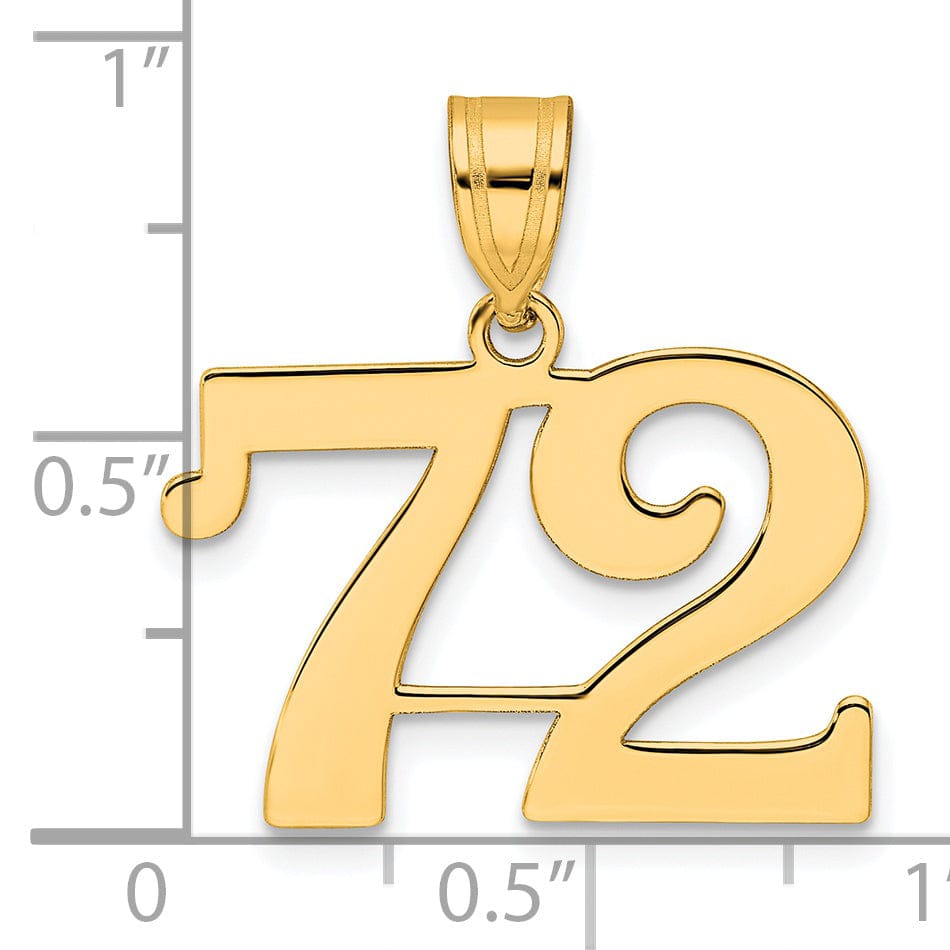 Lovely Rita's Pendants & Charms 14k Yellow Gold Polished Finish Number 72 Charm Pendant