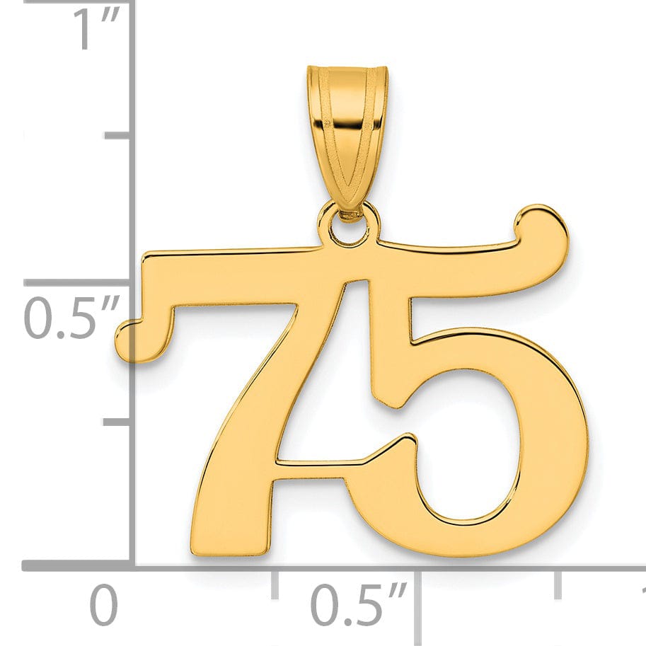 Lovely Rita's Pendants & Charms 14k Yellow Gold Polished Finish Number 75 Charm Pendant