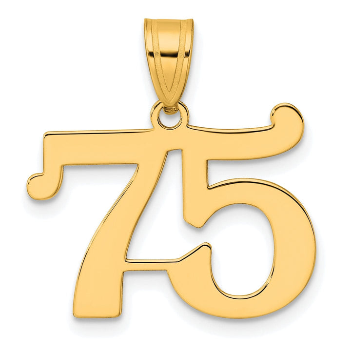Lovely Rita's Pendants & Charms 14k Yellow Gold Polished Finish Number 75 Charm Pendant