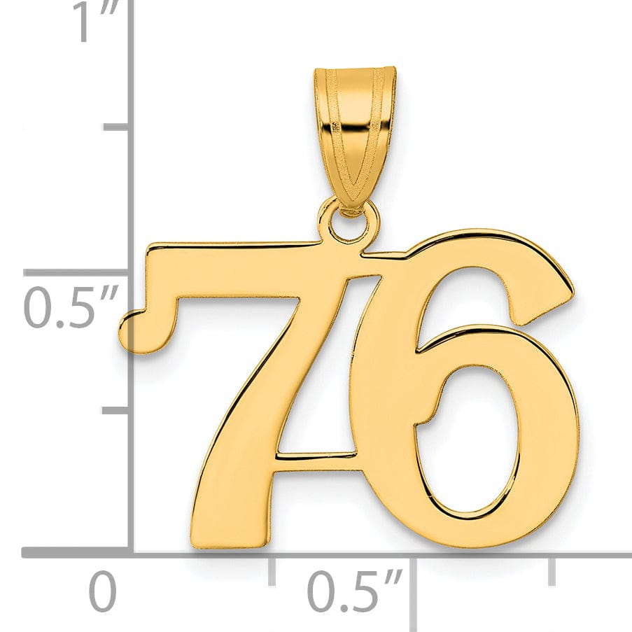 Lovely Rita's Pendants & Charms 14k Yellow Gold Polished Finish Number 76 Charm Pendant