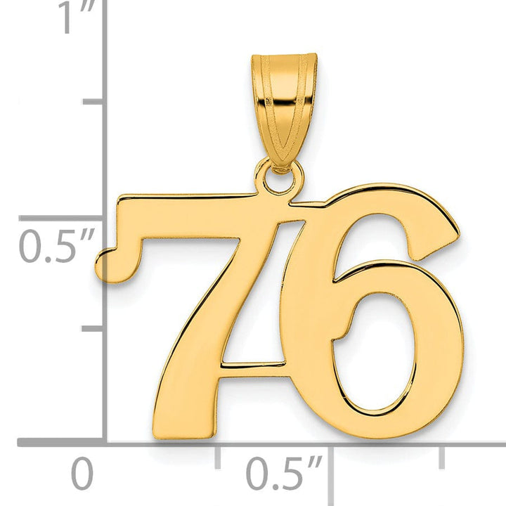 Lovely Rita's Pendants & Charms 14k Yellow Gold Polished Finish Number 76 Charm Pendant
