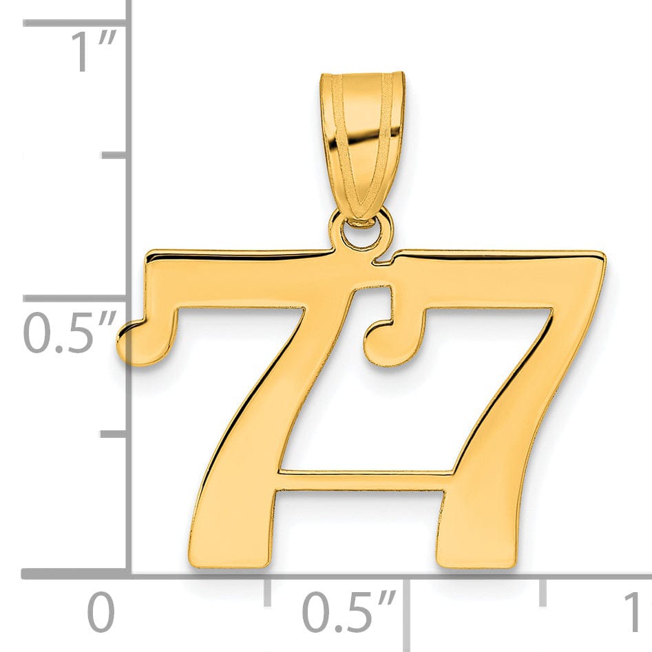Lovely Rita's Pendants & Charms 14k Yellow Gold Polished Finish Number 77 Charm Pendant