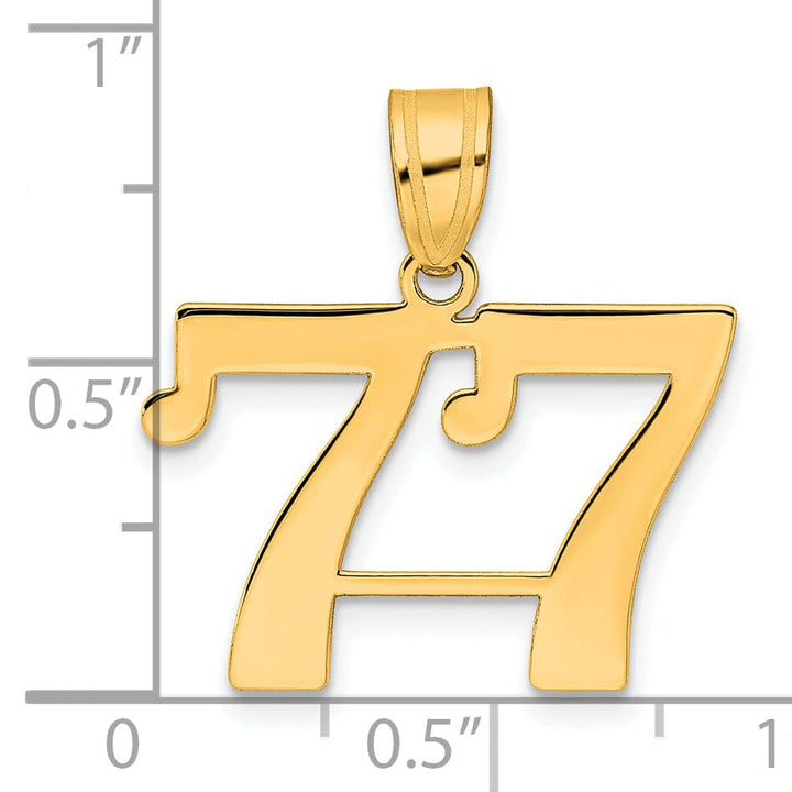 Lovely Rita's Pendants & Charms 14k Yellow Gold Polished Finish Number 77 Charm Pendant