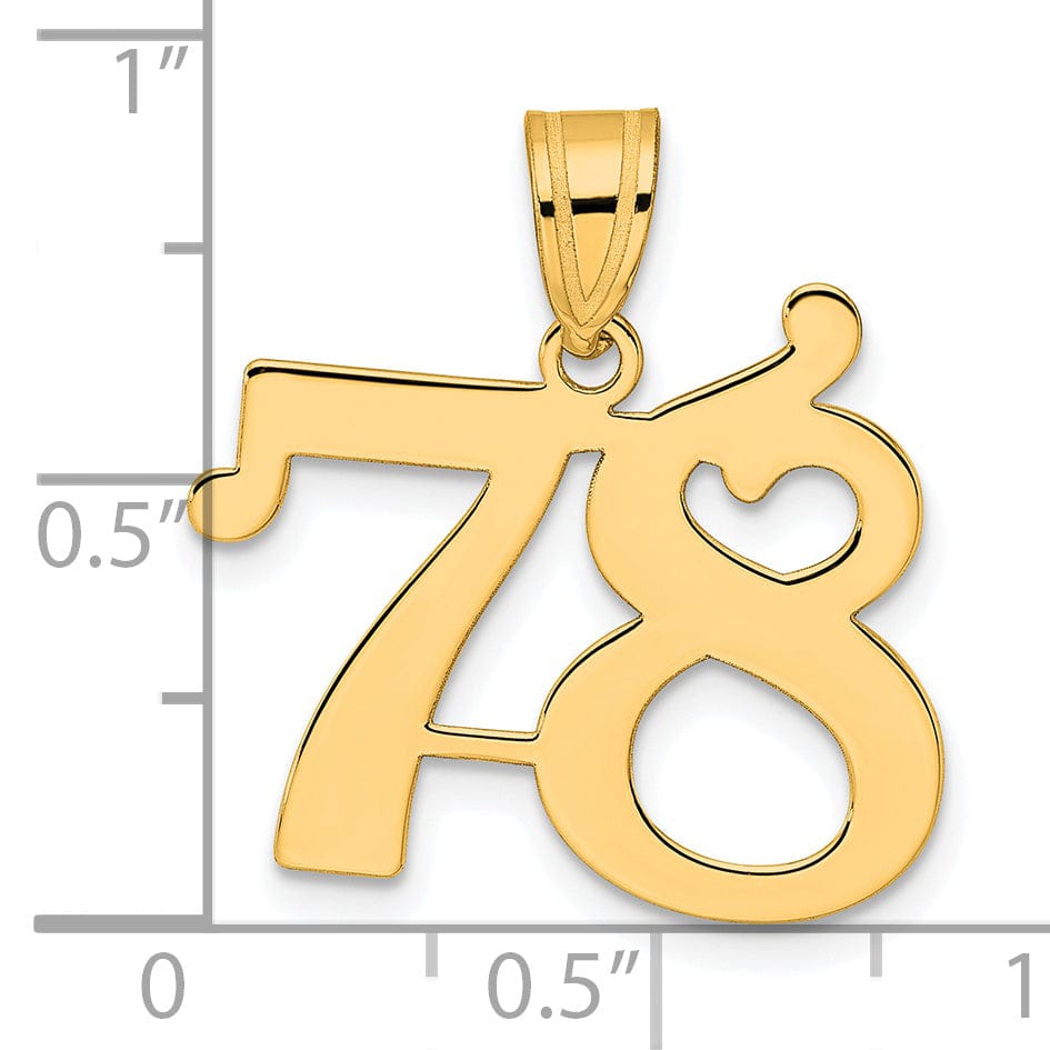 Lovely Rita's Pendants & Charms 14k Yellow Gold Polished Finish Number 78 Charm Pendant