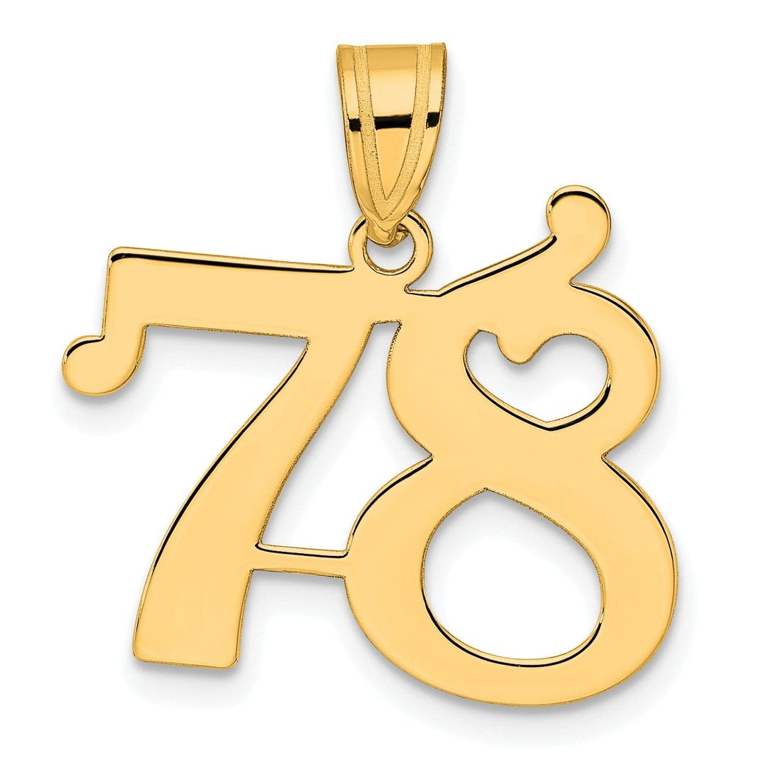 Lovely Rita's Pendants & Charms 14k Yellow Gold Polished Finish Number 78 Charm Pendant