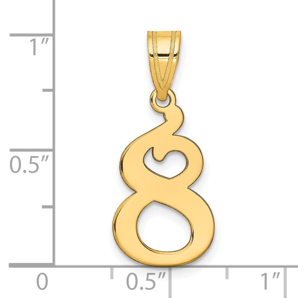 Lovely Rita's Pendants & Charms 14k Yellow Gold Polished Finish Number 8 Charm Pendant