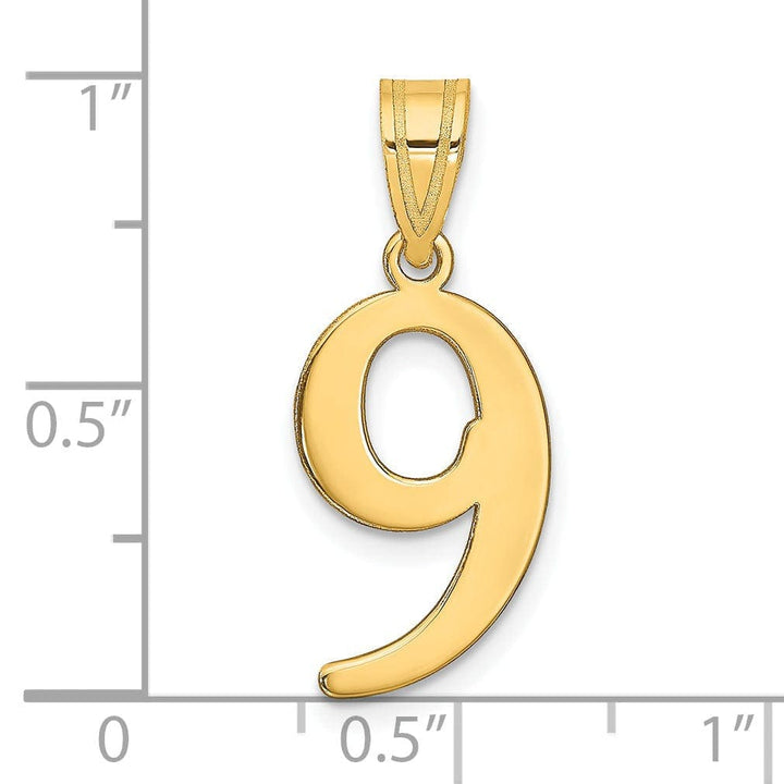 Lovely Rita's Pendants & Charms 14k Yellow Gold Polished Finish Number 9 Charm Pendant
