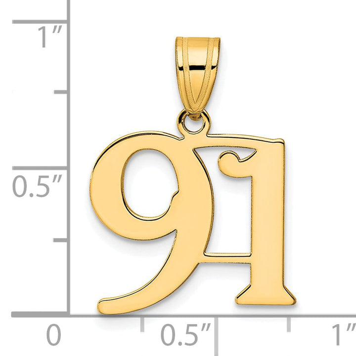 Lovely Rita's Pendants & Charms 14k Yellow Gold Polished Finish Number 91 Charm Pendant