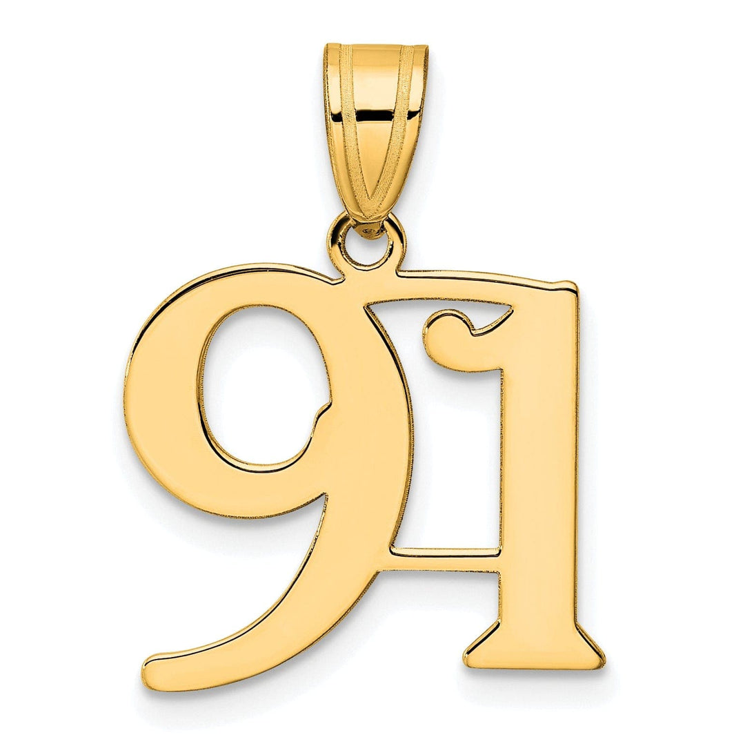 Lovely Rita's Pendants & Charms 14k Yellow Gold Polished Finish Number 91 Charm Pendant
