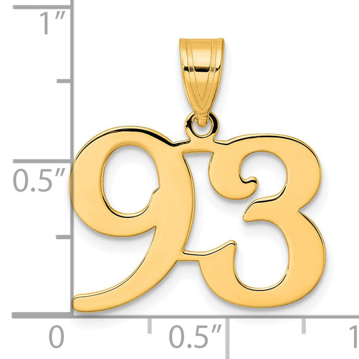 Lovely Rita's Pendants & Charms 14k Yellow Gold Polished Finish Number 93 Charm Pendant