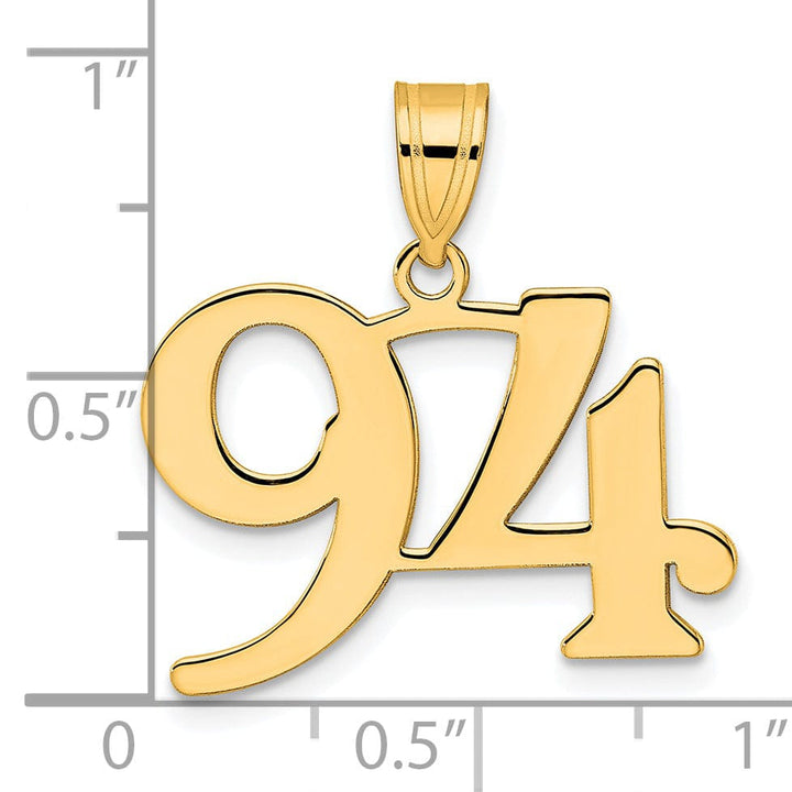 Lovely Rita's Pendants & Charms 14k Yellow Gold Polished Finish Number 94 Charm Pendant