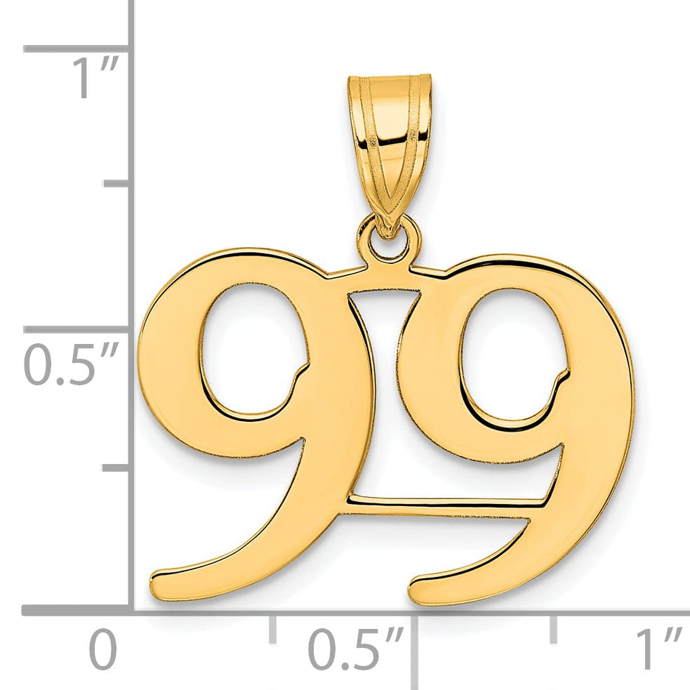 Lovely Rita's Pendants & Charms 14k Yellow Gold Polished Finish Number 99 Charm Pendant