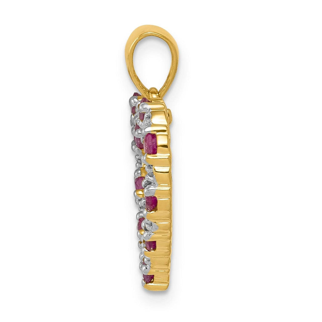 Lovely Rita's Pendants & Charms 14k Yellow Gold Polished Finish Open Back 0.03-CT Diamond & 0.35-CT Ruby Stones Heart Design Charm Pendant
