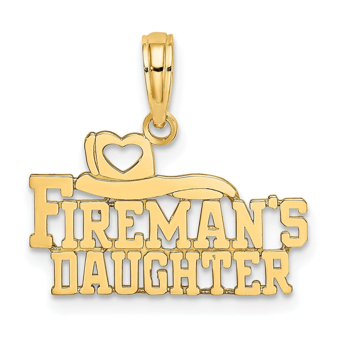 Lovely Rita's Pendants & Charms 14k Yellow Gold Polished Finish Open Back FIREMAN'S DAUGHTER Charm Pendant