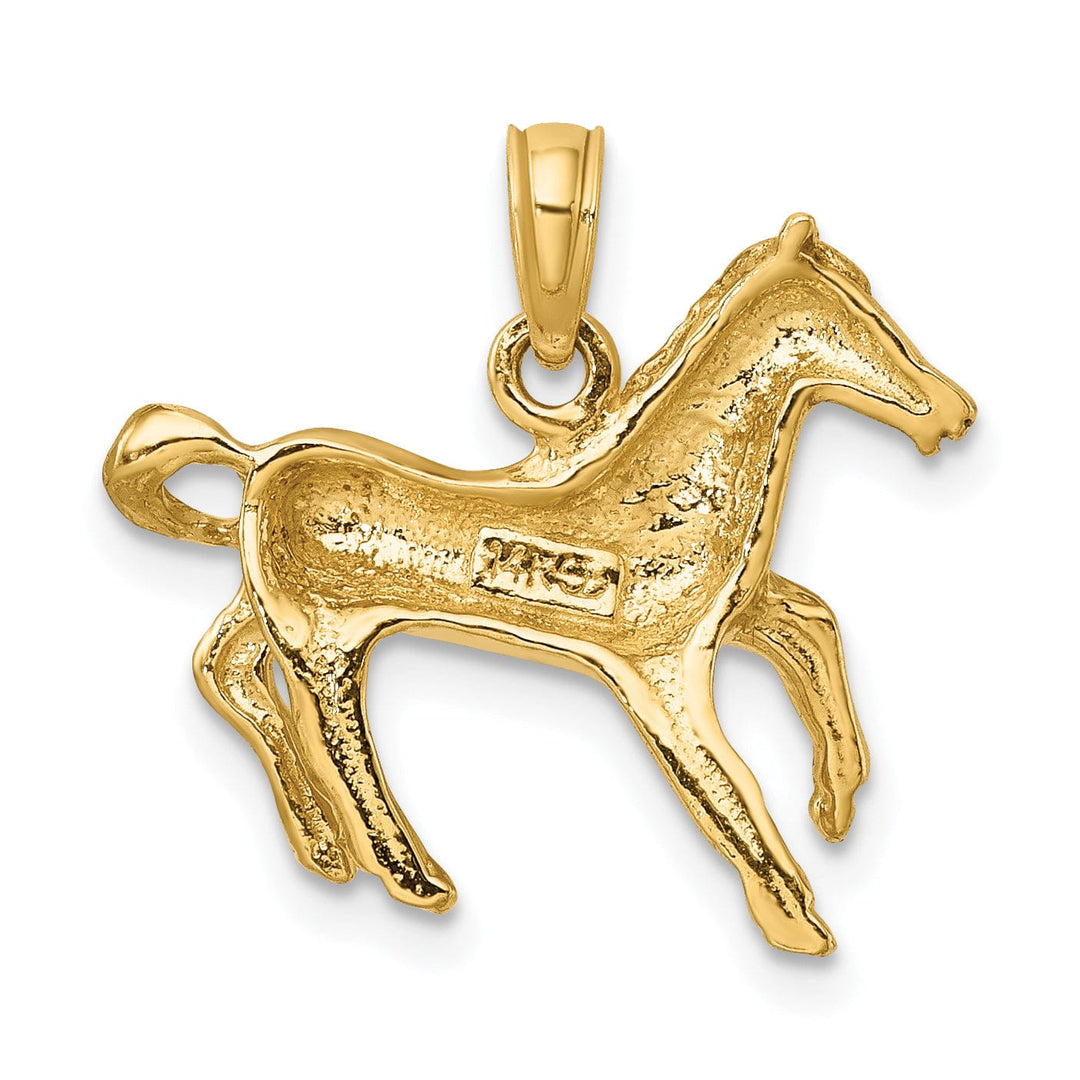 Lovely Rita's Pendants & Charms 14K Yellow Gold Polished Finish Open Back Galloping Horse Charm Pendant