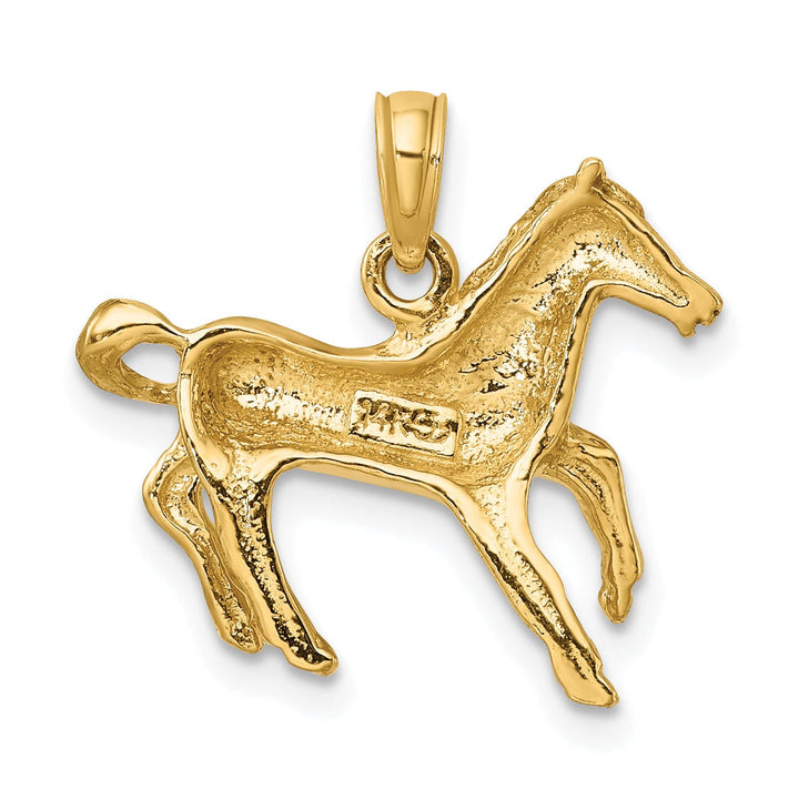 Lovely Rita's Pendants & Charms 14K Yellow Gold Polished Finish Open Back Galloping Horse Charm Pendant