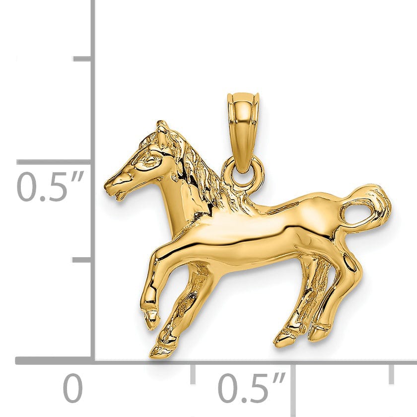 Lovely Rita's Pendants & Charms 14K Yellow Gold Polished Finish Open Back Galloping Horse Charm Pendant