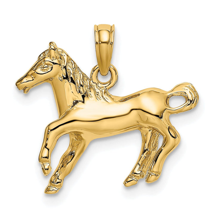 Lovely Rita's Pendants & Charms 14K Yellow Gold Polished Finish Open Back Galloping Horse Charm Pendant