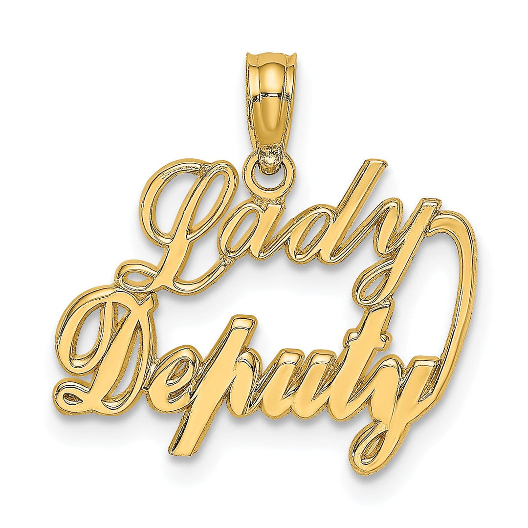 Lovely Rita's Pendants & Charms 14k Yellow Gold Polished Finish Open Back LADY DEPUTY Charm Pendant