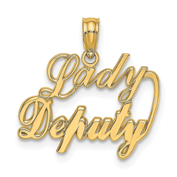 Lovely Rita's Pendants & Charms 14k Yellow Gold Polished Finish Open Back LADY DEPUTY Charm Pendant