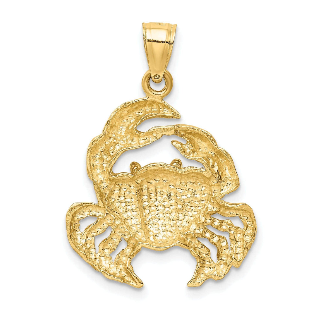 Lovely Rita's Pendants & Charms 14k Yellow Gold Polished Finish Open Back Solid Blue Claw Crab Charm Pendant