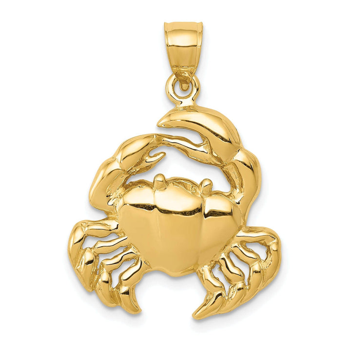 Lovely Rita's Pendants & Charms 14k Yellow Gold Polished Finish Open Back Solid Blue Claw Crab Charm Pendant