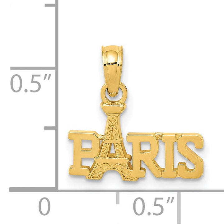 Lovely Rita's Pendants & Charms 14K Yellow Gold Polished Finish PARIS with Eiffel Tower Design Solid Charm Pendant