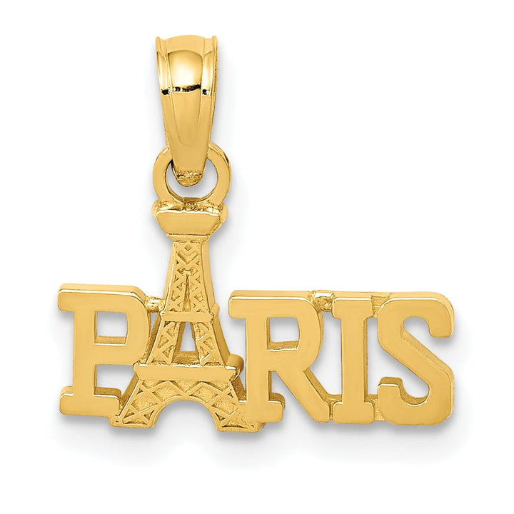 Lovely Rita's Pendants & Charms 14K Yellow Gold Polished Finish PARIS with Eiffel Tower Design Solid Charm Pendant