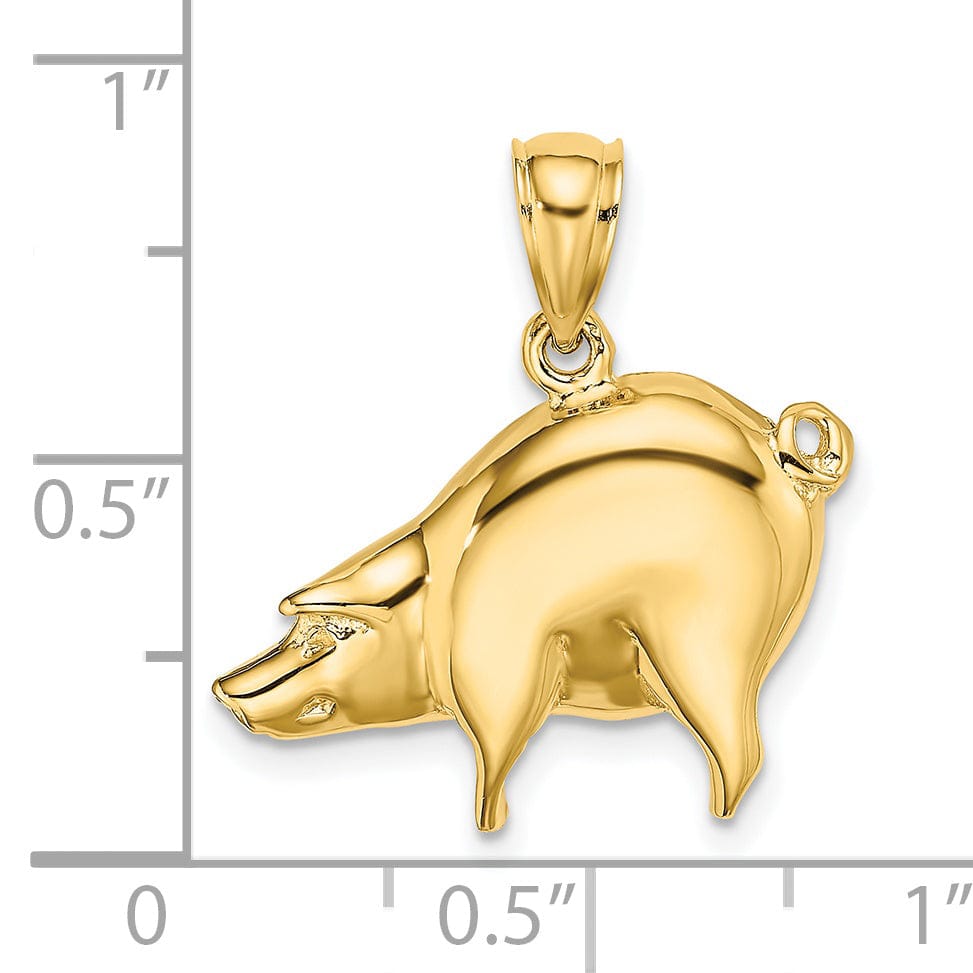 Lovely Rita's Pendants & Charms 14K Yellow Gold Polished Finish Pig Charm Pendant