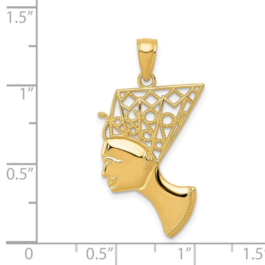 Lovely Rita's Pendants & Charms 14k Yellow Gold Polished Finish Queen Nefertiti Solid Charm Pendant