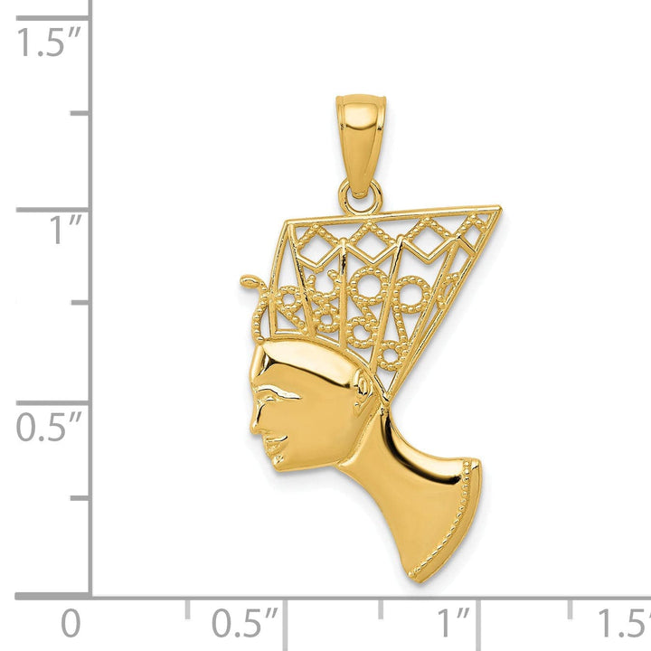 Lovely Rita's Pendants & Charms 14k Yellow Gold Polished Finish Queen Nefertiti Solid Charm Pendant