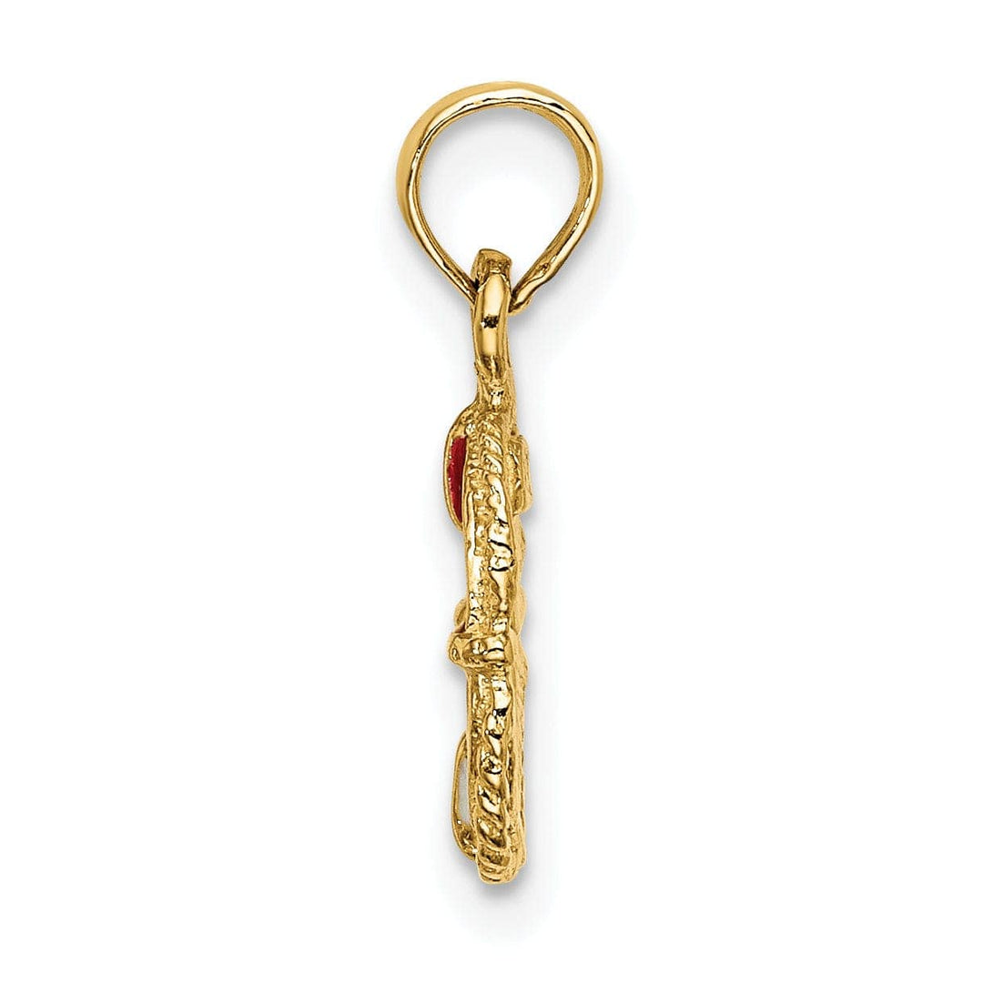 Lovely Rita's Pendants & Charms 14K Yellow Gold Polished Finish Red White Enameled Lifesaver Float Charm