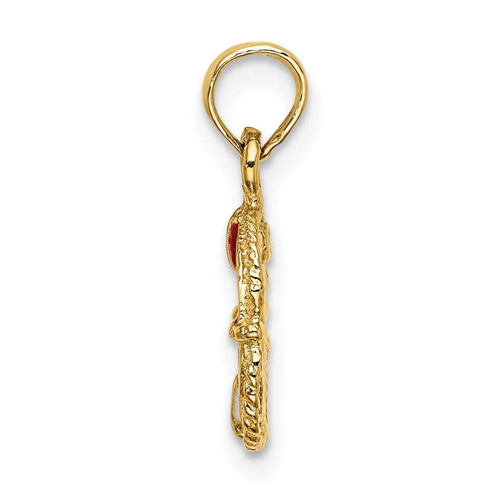 Lovely Rita's Pendants & Charms 14K Yellow Gold Polished Finish Red White Enameled Lifesaver Float Charm