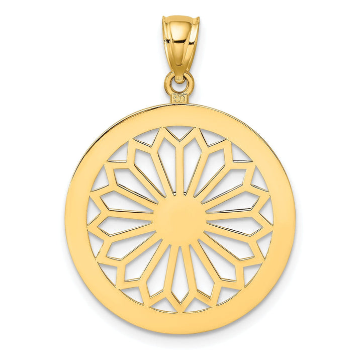 Lovely Rita's Pendants & Charms 14K Yellow Gold Polished Finish Retro Diasy In Round Frame Design Pendant