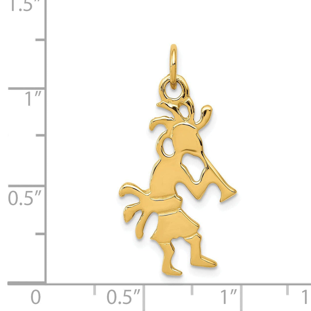 Lovely Rita's Pendants & Charms 14k Yellow Gold Polished Finish Reversible 3-Dimensional Kokopelli Charm Pendant