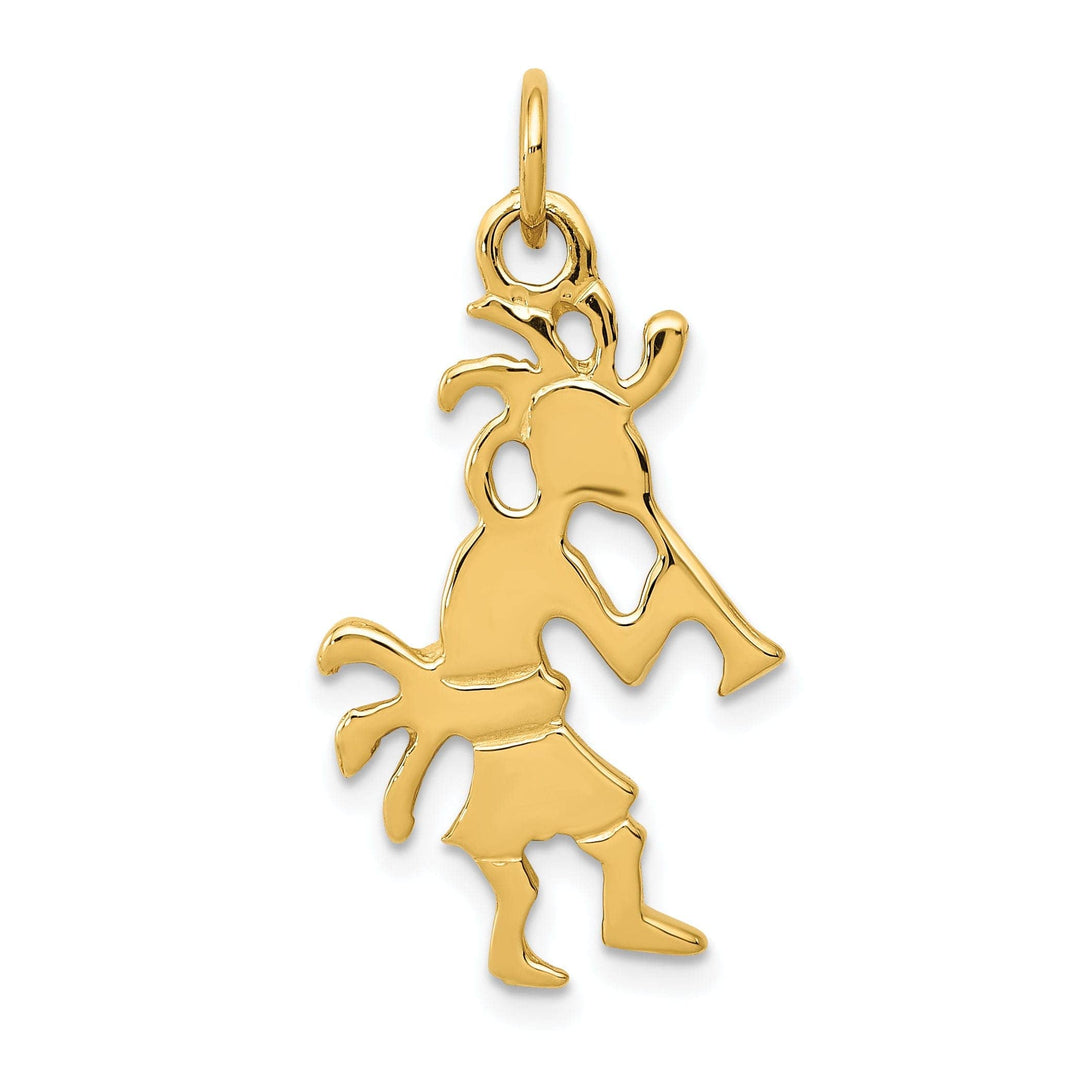 Lovely Rita's Pendants & Charms 14k Yellow Gold Polished Finish Reversible 3-Dimensional Kokopelli Charm Pendant