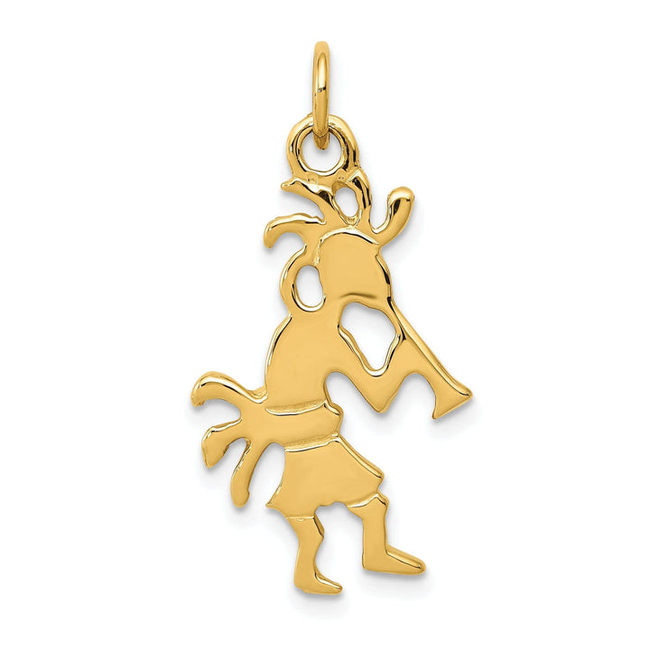 Lovely Rita's Pendants & Charms 14k Yellow Gold Polished Finish Reversible 3-Dimensional Kokopelli Charm Pendant
