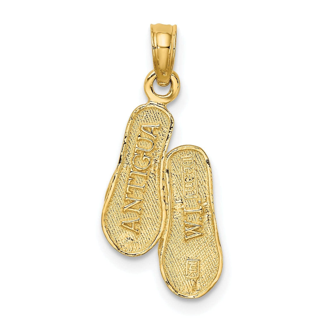 Lovely Rita's Pendants & Charms 14K Yellow Gold Polished Finish Reversible ANTIGUA, W.I. Double Flip-Flop Sandle Charm Pendant