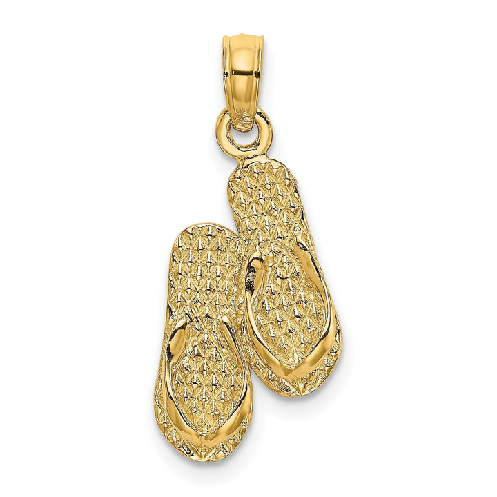 Lovely Rita's Pendants & Charms 14K Yellow Gold Polished Finish Reversible ANTIGUA, W.I. Double Flip-Flop Sandle Charm Pendant
