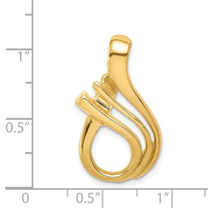 Lovely Rita's Pendants & Charms 14k Yellow Gold Polished Finish Reversible Double Swirl Design Fancy Slide Pendant fits upto 5 mm Omega