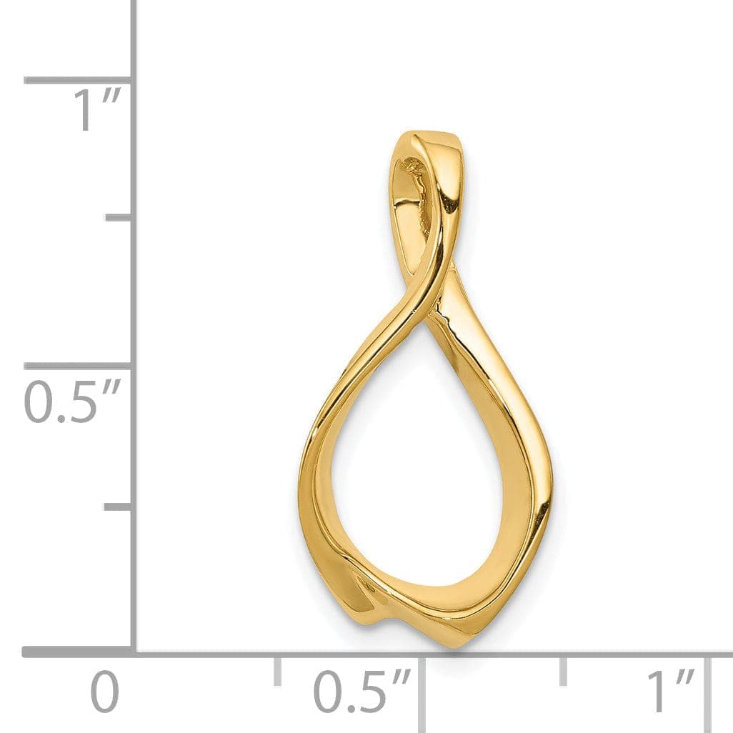 Lovely Rita's Pendants & Charms 14k Yellow Gold Polished Finish Reversible, Swirl Oval Shape Design Omega Slide Pendant fits up to 4 mm Omega