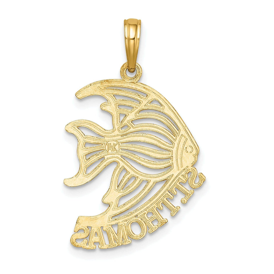 Lovely Rita's Pendants & Charms 14K Yellow Gold Polished Finish Saint Thomas Cut Out Angelfish Design Charm Pendant