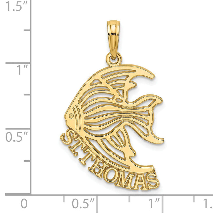 Lovely Rita's Pendants & Charms 14K Yellow Gold Polished Finish Saint Thomas Cut Out Angelfish Design Charm Pendant